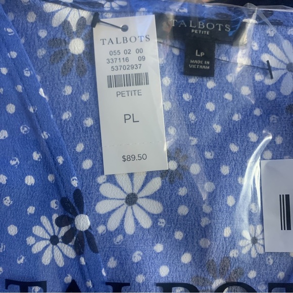 New Talbots Wrap top Large Petite Cottagecore Boho Flowers Dots Poet Sleeve - Picture 3 of 5